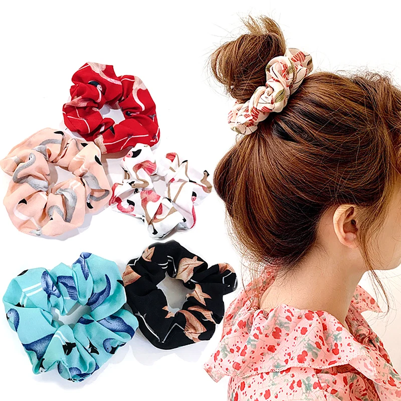 

2019 NEW Summer Hair Accessories Women Scrunchie Ponytail Holder Flower Scrunchies Pack Hair Ties Elastics Hair Bands for Girls