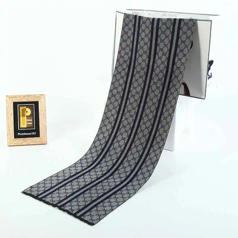 Winter Striped Patchwork Scarf Men Casual font b Tartan b font Pattern Cashmere Scarfs Brand Business