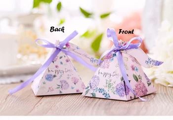 

Free shipping 50pcs Creative Candy Box Baby Shower Favors Triangular Pyramid Wedding Favors Gifts Box Bomboniera Party Supplies