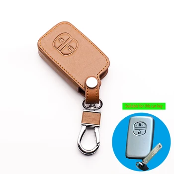 

Hot sale Genuine Leather Remote Control Keychain Car Key Cover For Toyota Camry/ Highlander / VIOS /Yaris 2 buttons car key case