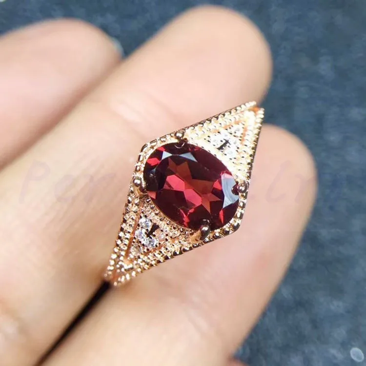 Кольцо из натурального граната,, серебро 925 пробы, 1.4CT, драгоценный камень, ювелирные изделия на палец J8070909