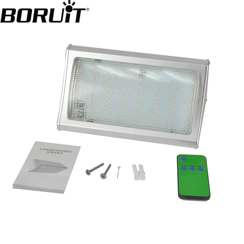 

Boruit 56 LED Solar Light With Radar Motion Sensor Remote Control Outdoor Waterproof Street Wall Emergency Light For Garden Yard