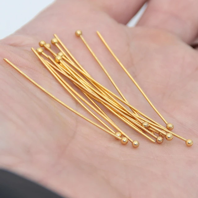 100Pcs Flat Head Pins for Jewelry Making 35mm Brass 20 Gauge Red Copper