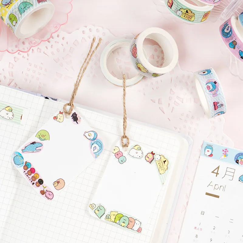 Японская Маскировочная Васи лента Sumikko Gurashi 15 мм Скотч для скрапбукинга