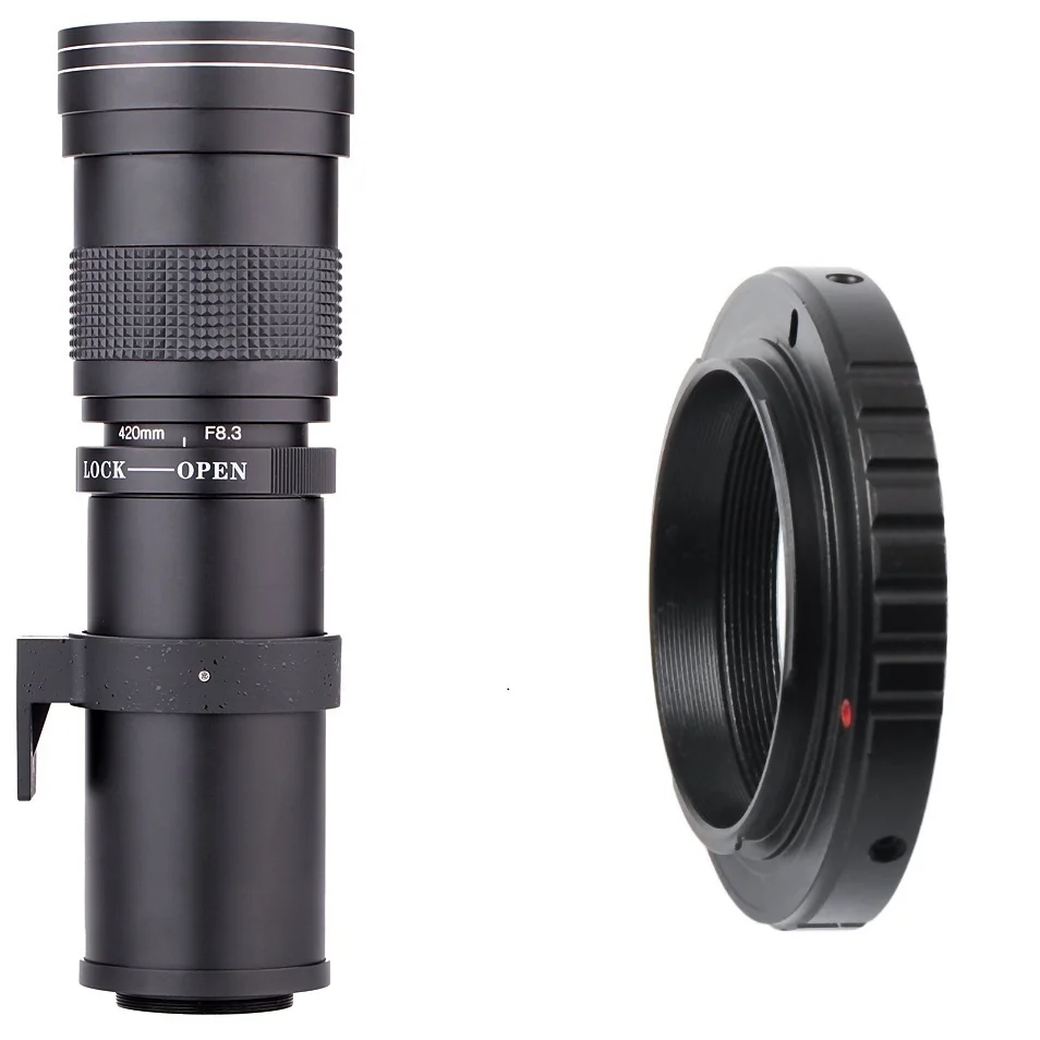 Lightdow 420-800mm F/8.3-16 Super Telephoto Manual Zoom Lens + T2-Nikon T Mount Ring Adapter for Ni