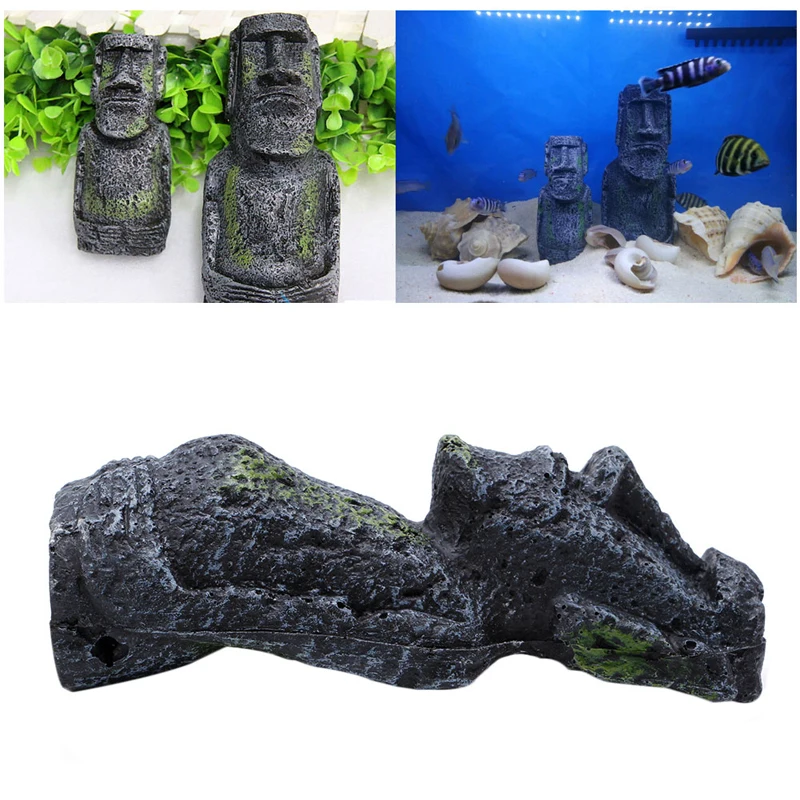 

Easter Island Mini Statue Accessory Pipe Fish Tank Aquarium Decoration Ornament