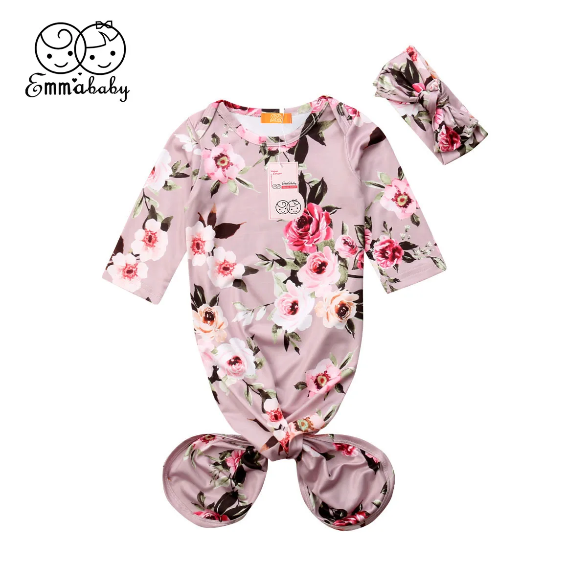 Новая модная детская одежда для малышей 2 предмета, детское одеяло Русалочка, спальный мешок с цветочным принтом для новорожденных - Цвет: Розовый