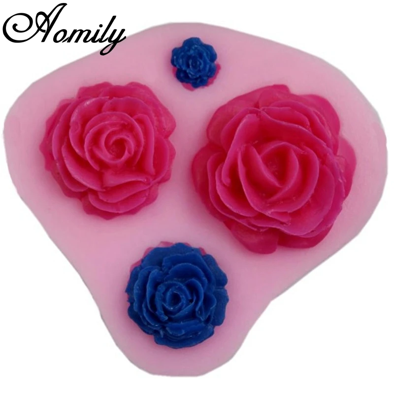 

Aomily 4 Holes 3D Rose Flowers DIY Cake Candy Jely Pudding Chocolate Silicone Mold Sugar Fondant Baking Decorating Tool Bakeware