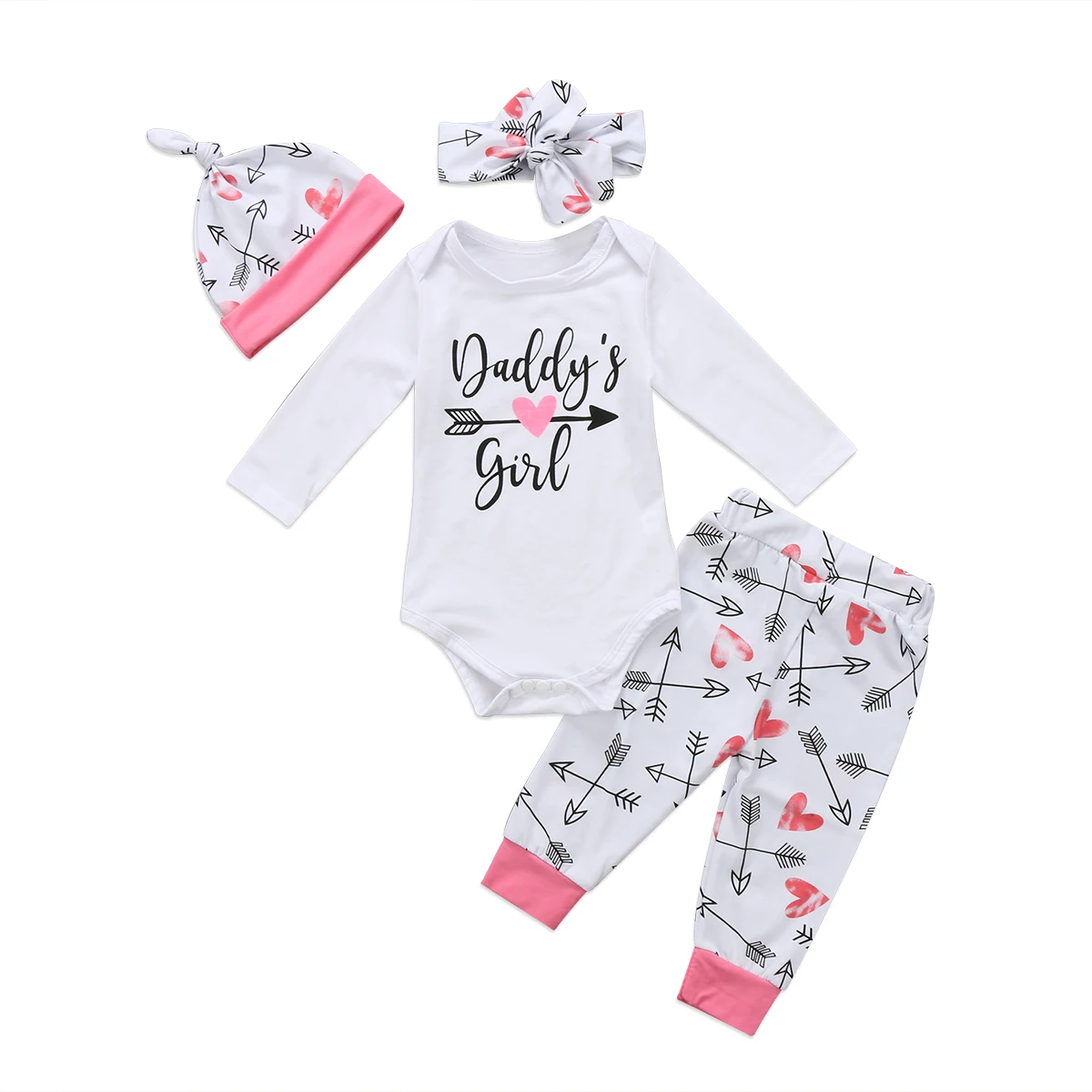 Newborn Infant Baby Boy Girl Outfit Clothes Romper Tops+Pants+Hat //Headwear Set