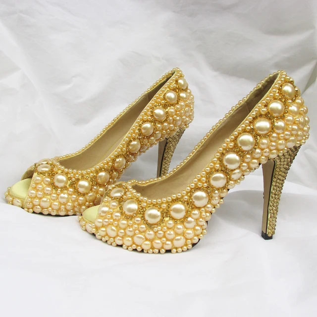 Handmade Gold sewn pearls and rhinestones woman bridal wedding ... Handmade Gold sewn pearls and rhinestones woman bridal wedding ...