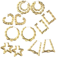 Moda jóias ouro charme rihanna mulheres basquete tom de ouro coração estrela único/duplo bambu joint brincos
