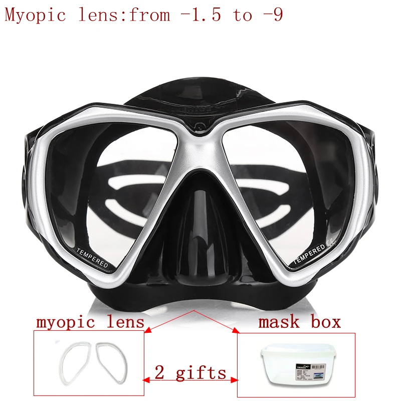 Prossional Дайвинг маска для близоруких дайверов и snorker оптические линзы маска для плавания закаленное стекло близорукости линзы нырять маска