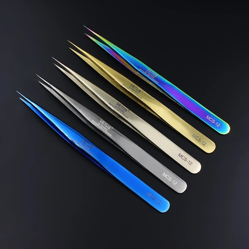 Vetus Original Eyelash Tweezers Super Fine Tip Excellent Closure Anti Staic Tweezers for Volume Eyelashes Extension