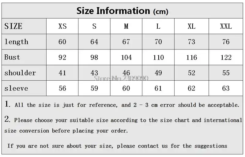 Size Chart Mens Hoodies