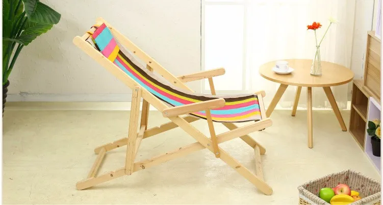Простое складное переносное пляжное кресло из массива дуба деревянный шезлонг мягкое кресло для отдыха Sunbathe cadeira