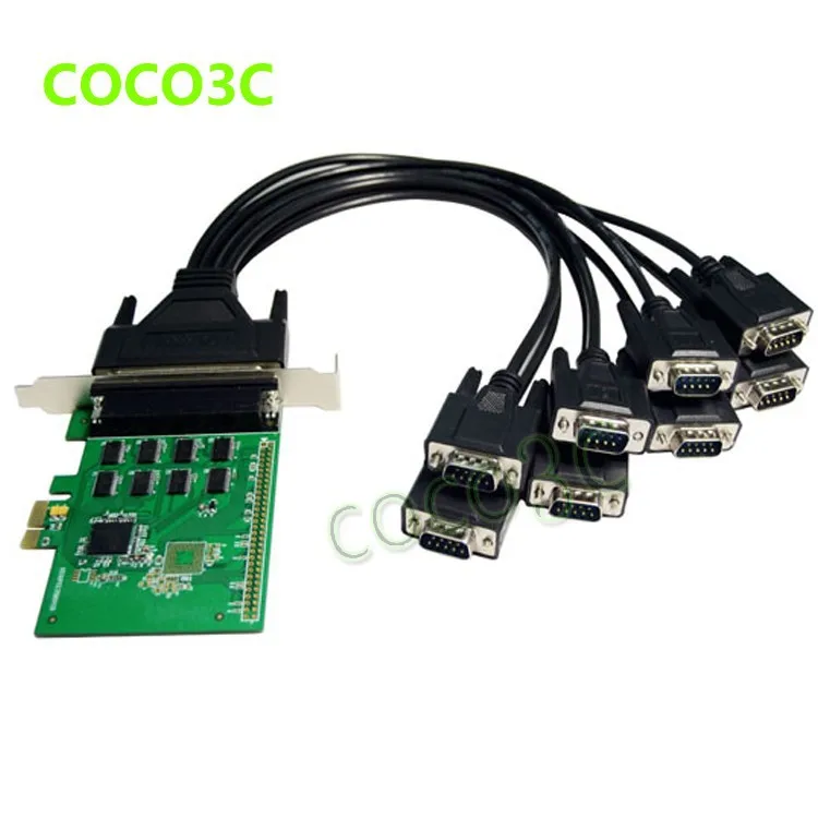 8 Ports Serial PCI Express with fan out cable PCI-e to multi RS232 DB9 Ports converter Industrial IO card 2