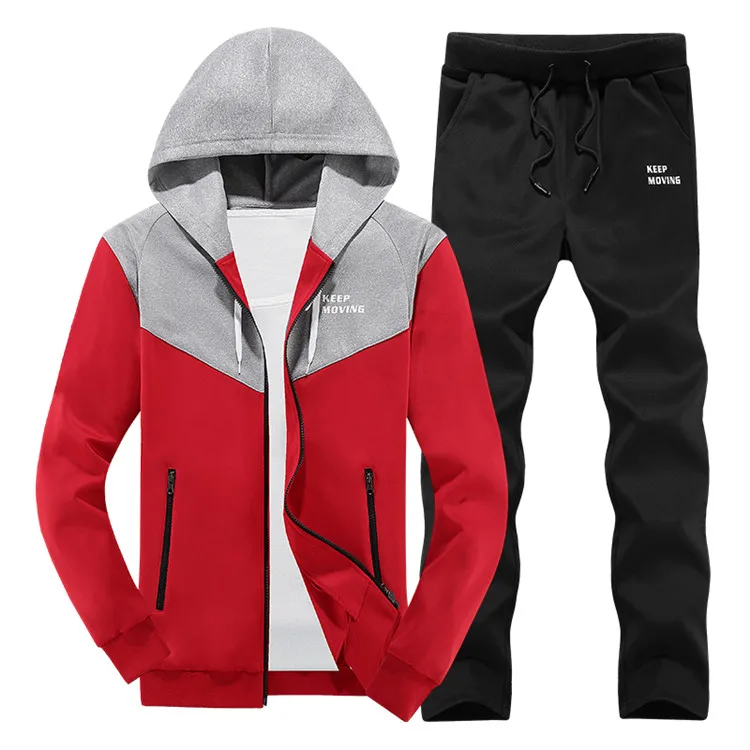 Повседневный Спортивный костюм, мужской комплект, Осень-зима, роскошная спортивная одежда, костюм для мужчин, одежда, спортивные костюмы, мужские толстовки с капюшоном, комплекты из двух предметов - Цвет: tz-231 Red