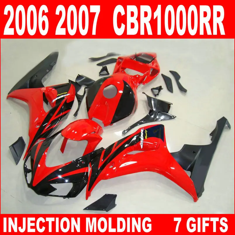 100% подходит для литьевой формы HONDA 2006 2007 CBR1000RR красный глянцевый плоский черный