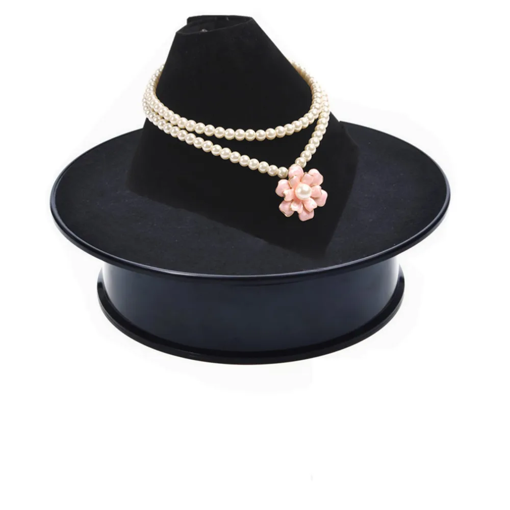 2 Sets 20cm Stylish Black Velvet Top Electric Motorized Rotary Rotating Display Turntable for display Jewelry Watch toy model