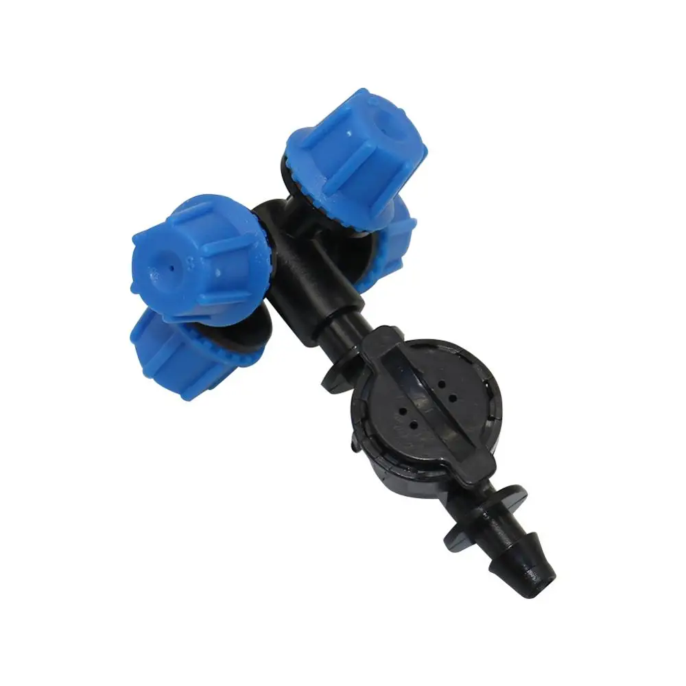 

3 Sets 360 Degree 6mm 4 Head Atomization Fog Nozzles With Anti-drip Device Connector Garden Farm Irrigation Spray Nozzles