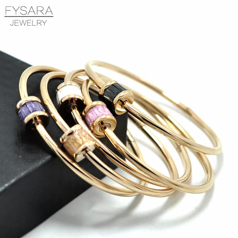 FYSARA Boho Jewlery Natural Stone Round Colorful Austrian Crystal Bangle & Bracelet for Women Lover Screw Bangle Indian Jewelry - Image 2