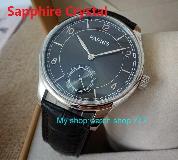 Sapphire Crystal 44mm PARNIS ST3621/6498 Mechanical Hand Wind movement Mechanical watches Gray dial men's watches fxy025