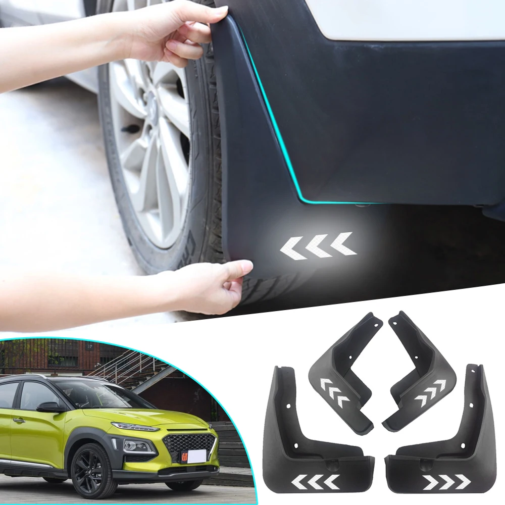 Для hyundai Энсино автомобиль брызговики светоотражающий логотип Предупреждение Брызговики автомобильные аксессуары 4 шт
