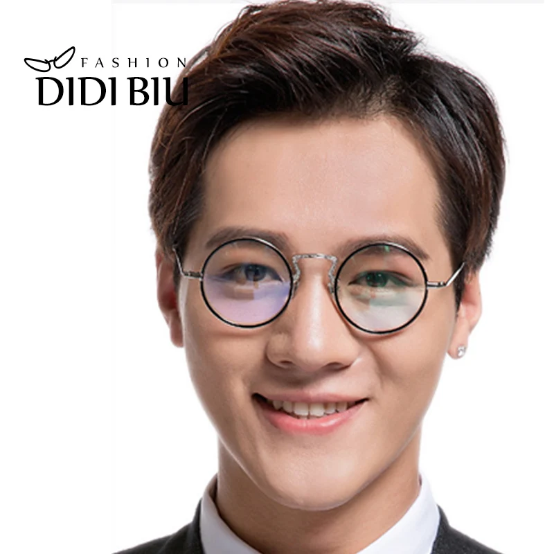 Didi Small Round Clear Eyeglass Men Computer Anti Radiation Glasses 