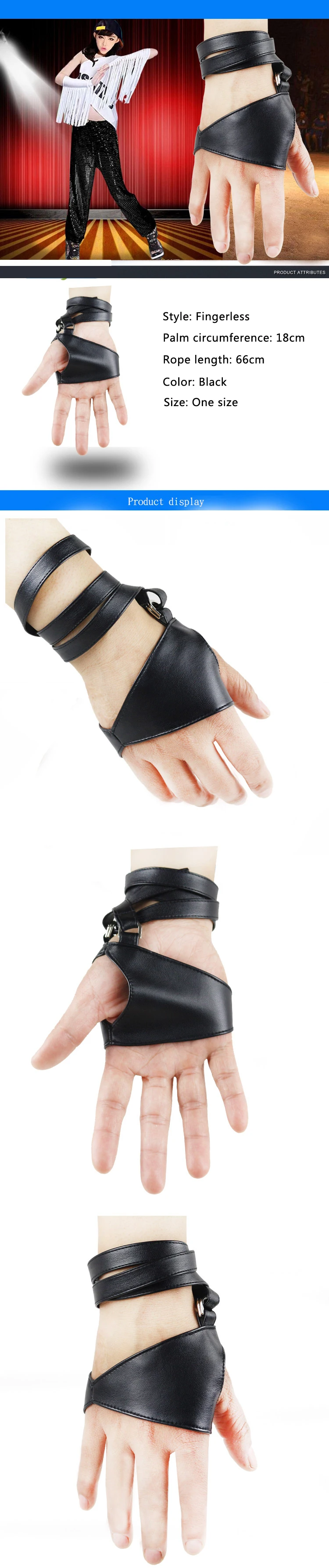 Длинные женские перчатки без пальцев из искусственной кожи перчатки для танцев Нескользящие пальмовые ремни до половины пальцев панк шоу мода Guante Luvas