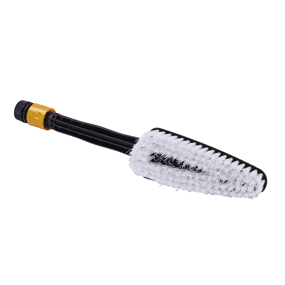 1x Water Fed Car Wheel Hub Washing Soft Bristle Scrub Brush Attach to