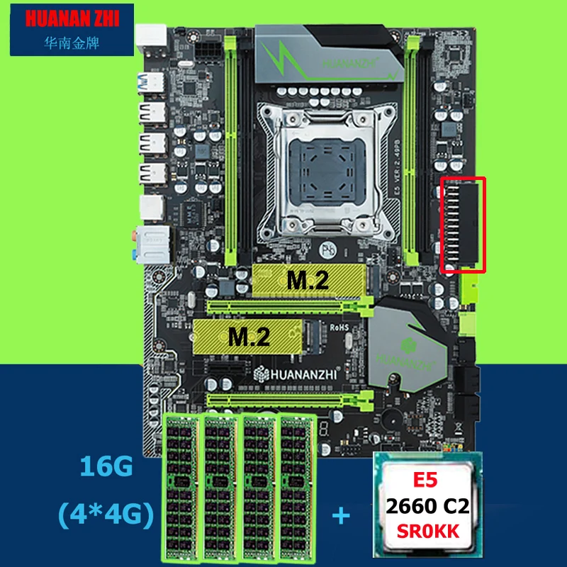 HUANAN Чжи X79 Pro Материнская плата с двумя M.2 Слоты скидка материнской платы с Процессор Intel Xeon E5 2660 SR0KK Оперативная память 16 г(4*4G) RECC