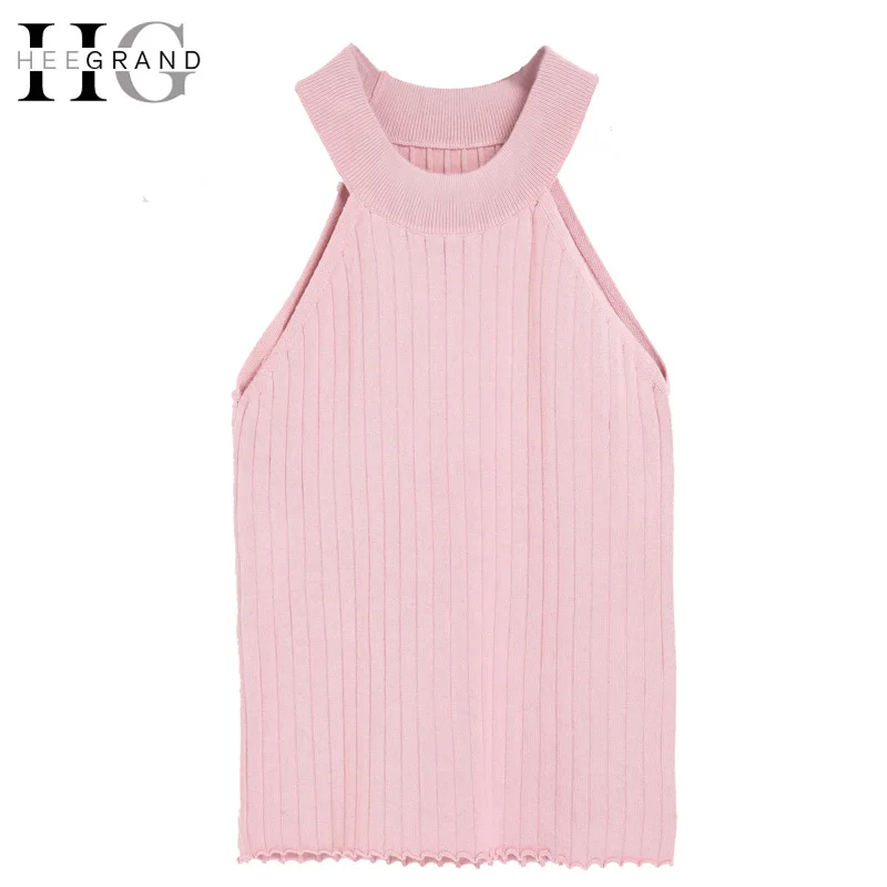

HEE GRAND Sexy Cropped Crop Tops Women 2018 Summer Off Shoulder Fit Tank Top Halter Knitted Cotton Women Sleeveless Solid WBX276