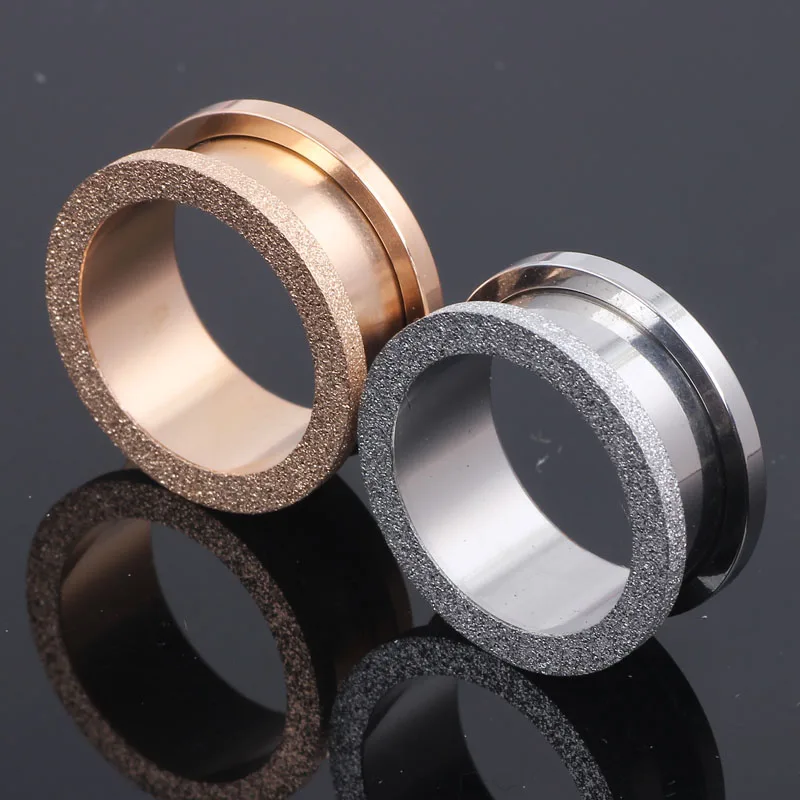 Flesh Tunnel Plug Stahl Glitter Glitzer Rose Gold 4-20mm Stainless steel ear expander piercing plugs body jewelry