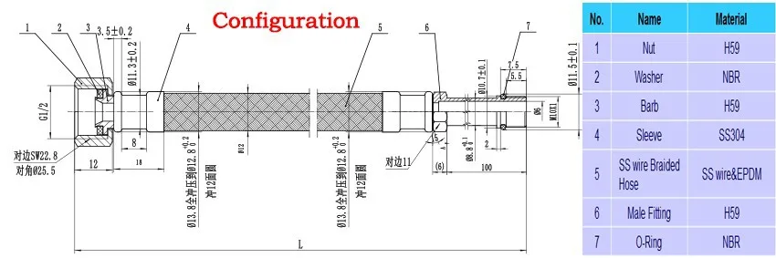 LF15305 F1/2* M10* " кухонный кран из нержавеющей стали, плетеный гибкий водопроводный шланг, водопроводный резиновый шланг