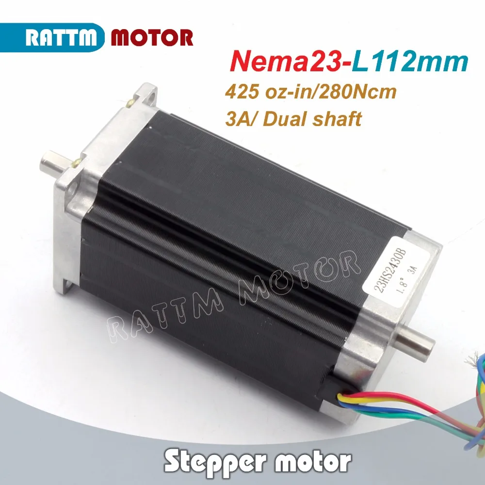CNC stepper motor Nema23 L112mm(Dual shaft) 425 Oz-in 3A for 3D engraving milling machine | Обустройство дома