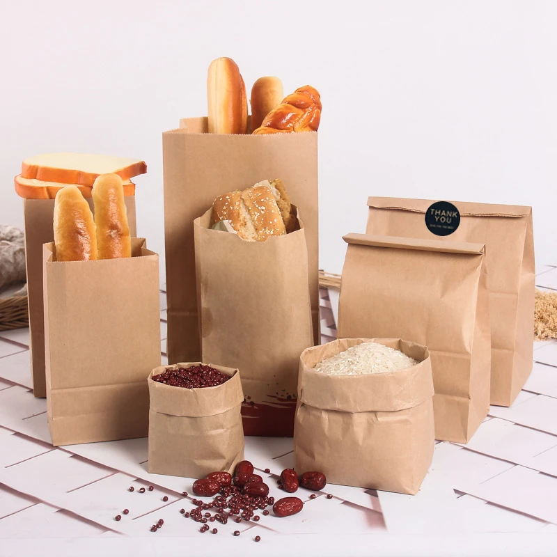 Granjero grueso superávit Bolsas de panadería marrones/bolsas de papel Kraft para galletas,  sándwiches, pan, aperitivos para llevar alimentos secos y, suministros para  fiestas y bodas, 100 Uds.|Herramientas de repostería y horneado| -  AliExpress