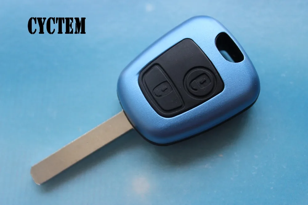 

CYCTEM Uncut Car Key Shell Fob Case Replacement 2 Buttons Flip Remote Key Blank Cover Fit For Peugeot 407 Without Groove