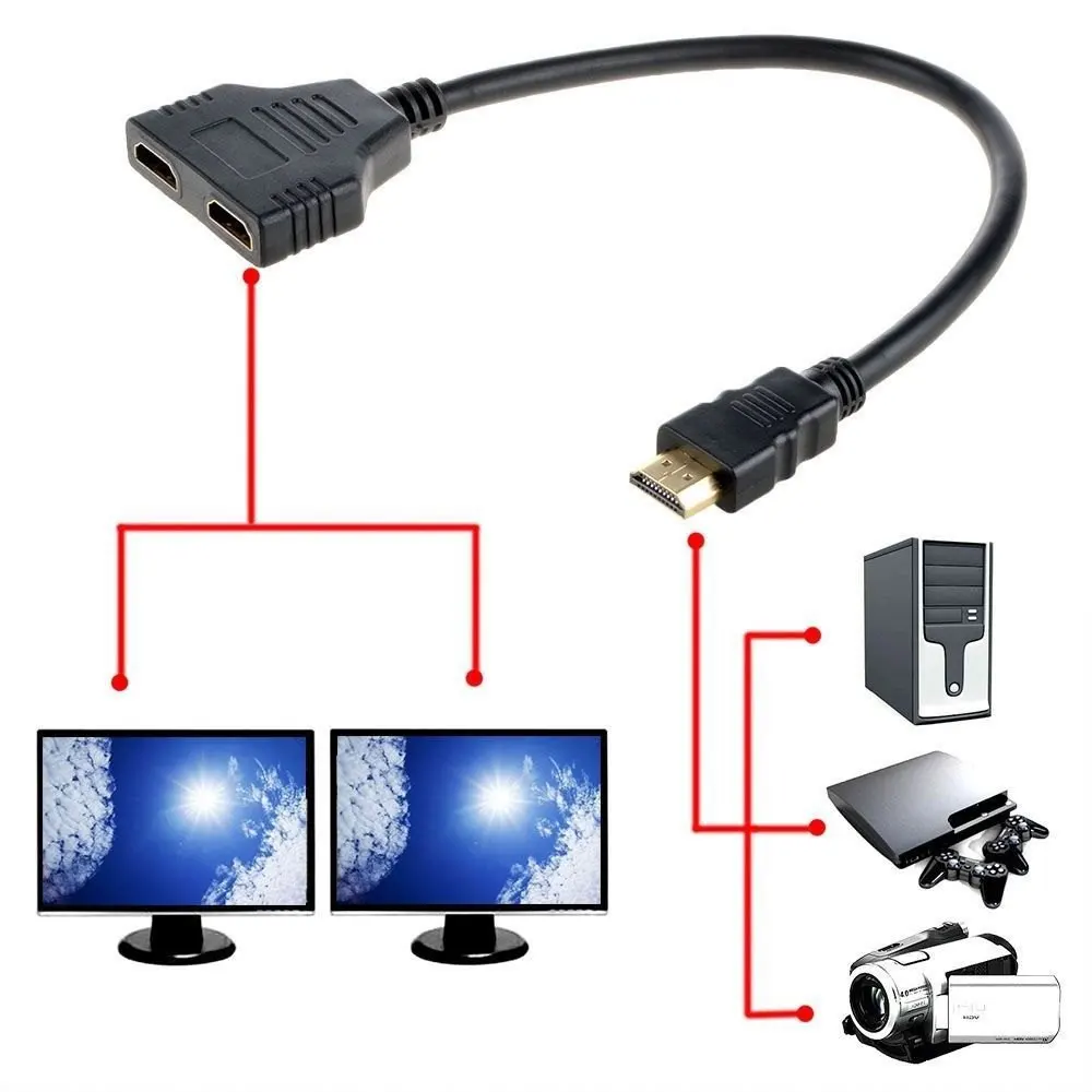 Новый HDMI Мужской Двойной Женский Кабель Адаптера Сплиттер Поддержка 1080 P для