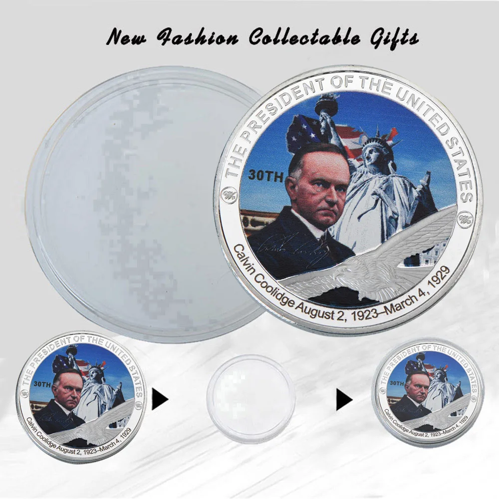WR 30th президент США Посеребренная монета для домашнего декора 5 шт. Calvin Coolidge 999