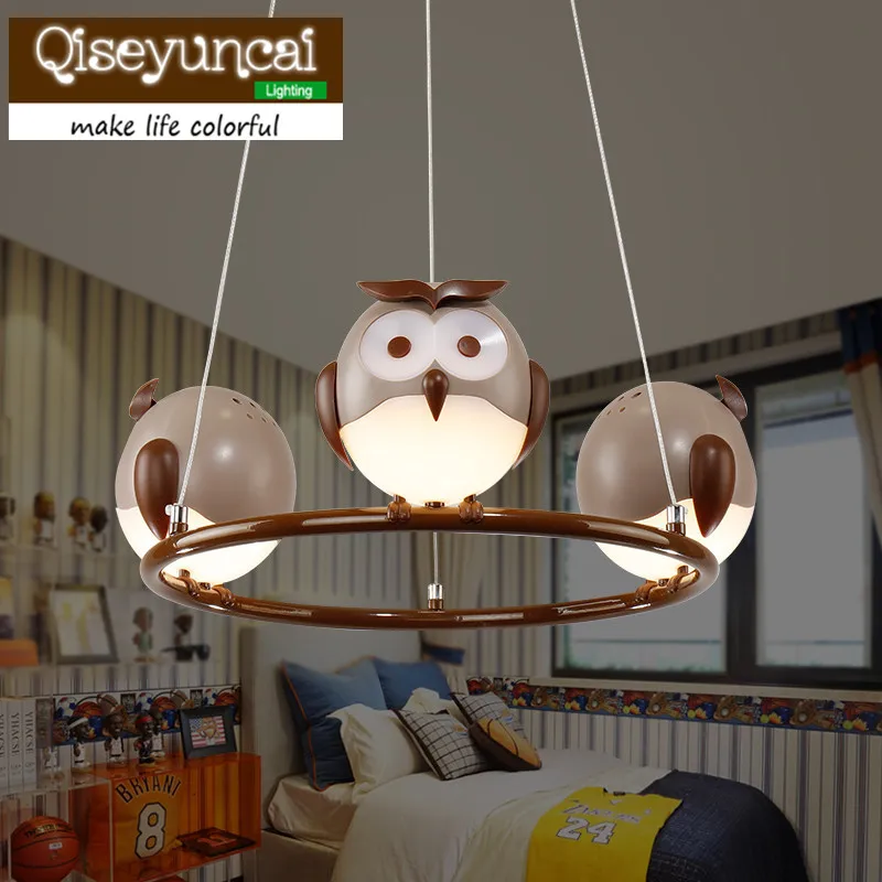 Qiseyuncai Children's room cartoon eye care chandelier boy girl room warm creative round lovely bedroom lamps and lanterns