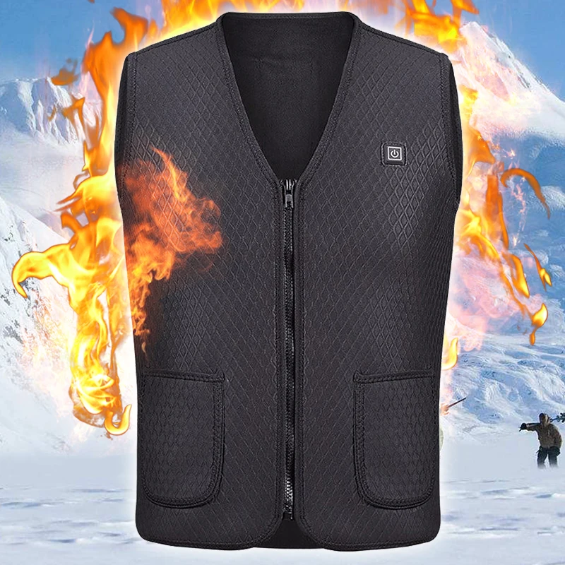 Модернизированный мужской наружный Инфракрасный нагревательный жилет с капюшоном, большой размер, зимняя куртка из углеродного волокна, электрический тепловой жилет