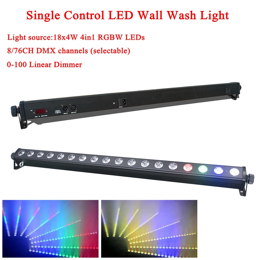 

LED Wash Wall 18x4W RGBW 4in1 Stage Lighting Indoor and Outdoor with Running Horse Point Control DMX512 Good Effect DJ Equipmen