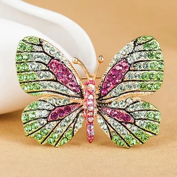 

12pcs/lot Wholesale Butterfly Brooch For Women Gifts Luxury Color Rhinestone Brooch Pin And Hijab Accessories Broches
