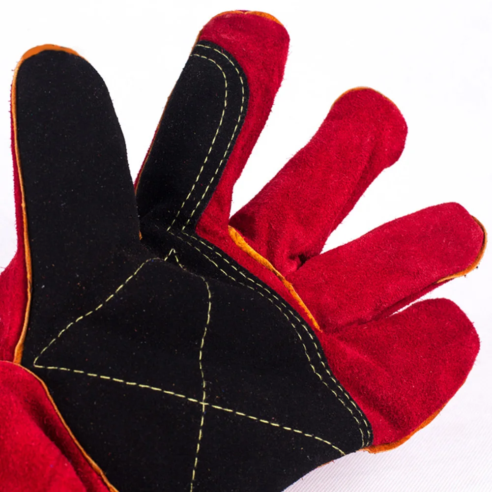 

1 Pair Leather Baking Wear Resistant Labour Thicken Oven Mitt Factory Useful Hand Protection Heat Insulation Welding Gloves