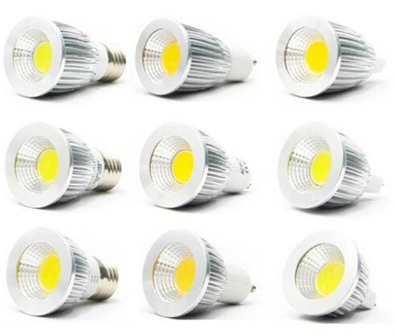 

Free DHL CREE 9W Dimmable Led Spotlights COB GU10 E27 E26 MR16 GU5.3 Led Bulbs Lights Cool/Warm White 110-240V/12V led spot e27