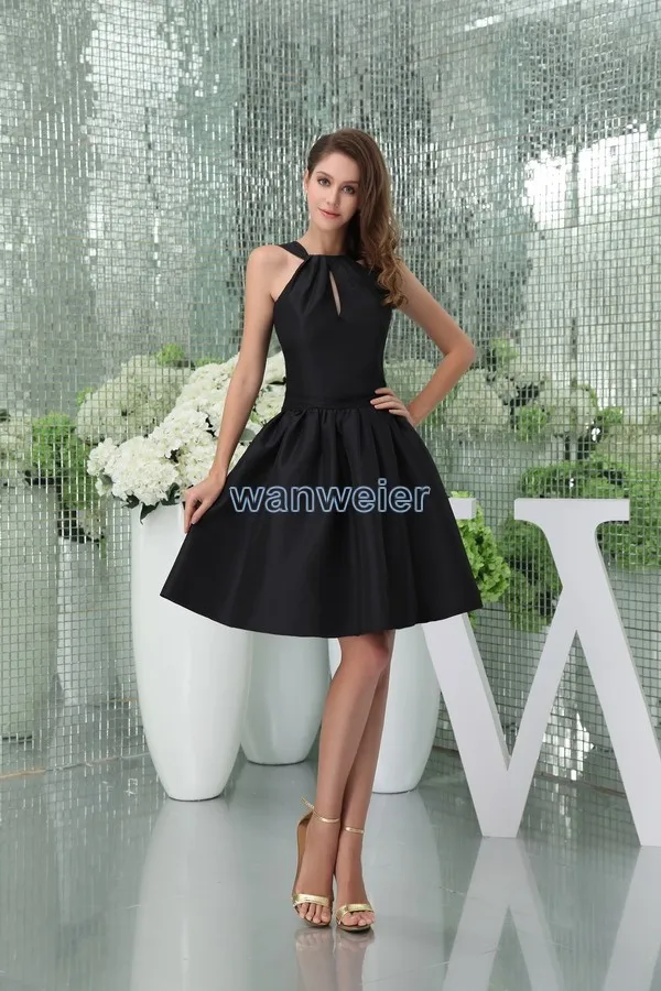 

2018 new design brides maid gown custom size/color short sexy clubbing ladies halter black simple short Bridesmaid Dresses