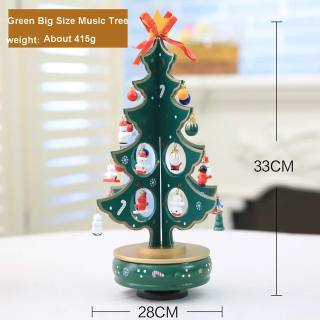 2018 Christmas Tree Music Box Merry Go Round Handmade Wooden Music Boxes for home Party