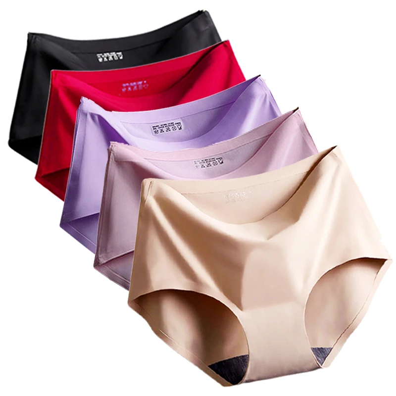 5 шт. бесшовные трусики женское нижнее белье Ice Silk быстросохнущие однотонные