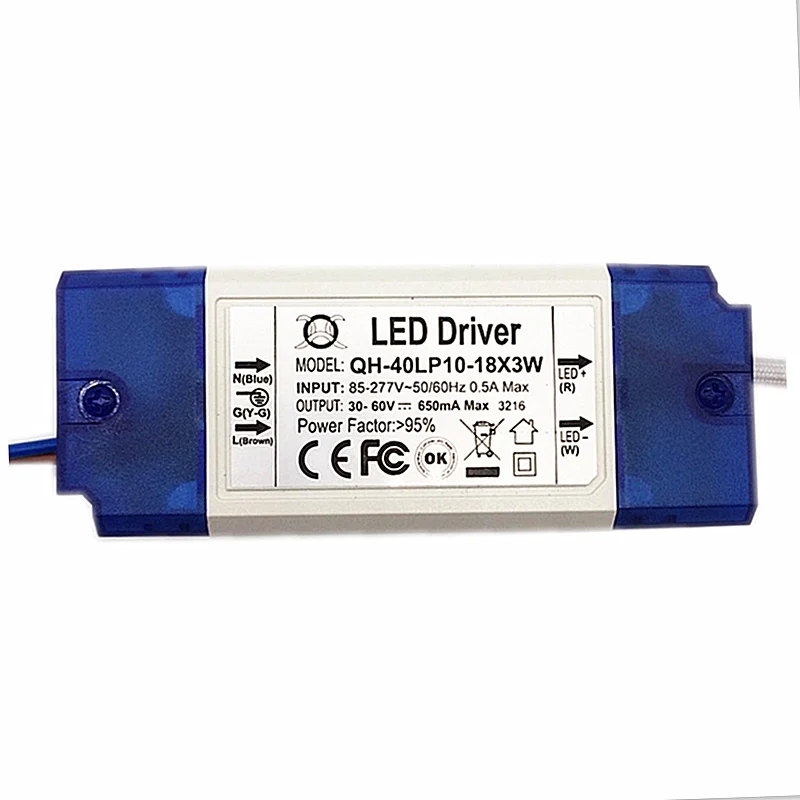 3Pcs 20W 30W 36W AC85-277V LED Driver 10-18x3W 600mA DC30-60V LEDPowerSupply Constant Current Ceiling Lamp