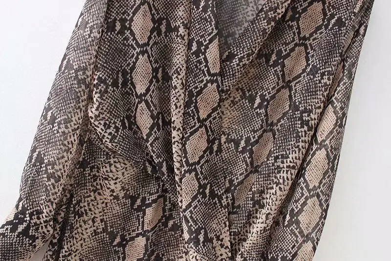 Женская винтажная плиссированная Деловая блузка со змеиным принтом и длинным рукавом, женская модная Осенняя шикарная блузка, женские топы LS2678